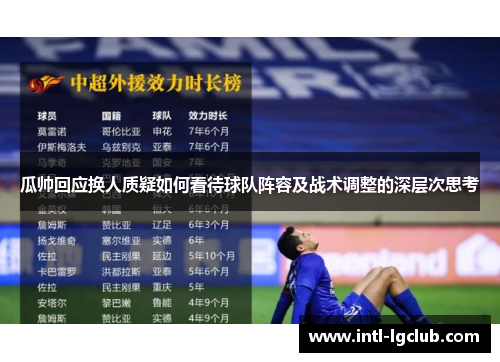 瓜帅回应换人质疑如何看待球队阵容及战术调整的深层次思考